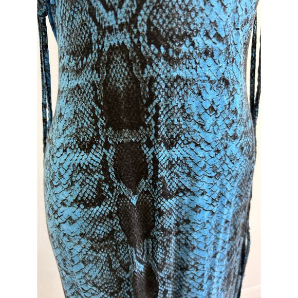 Y2K Fold Over Maxi Dress / Skirt Snakeskin boho stretch hippie Resort 90s Venus - Picture 9 of 12